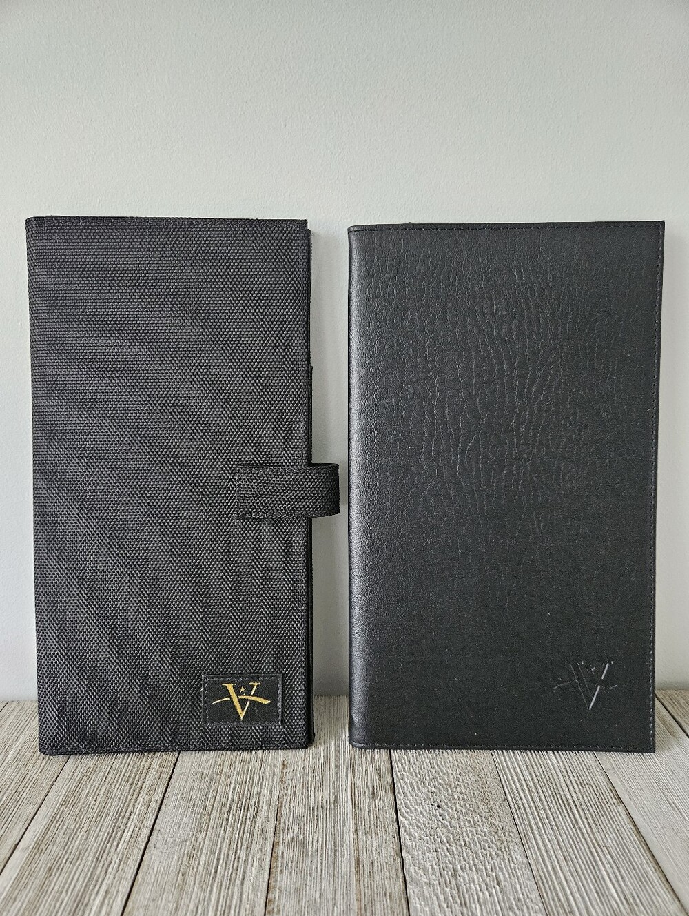 Pair of Vantqge Deluxe World Travel Black Document Passport Folder Holder Set ea